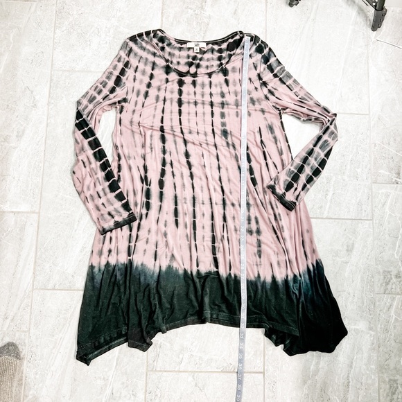 YA Los Angeles Purple and Black Tie Dye Long Sleeve Jersey Dress Size Medium - Picture 6 of 9